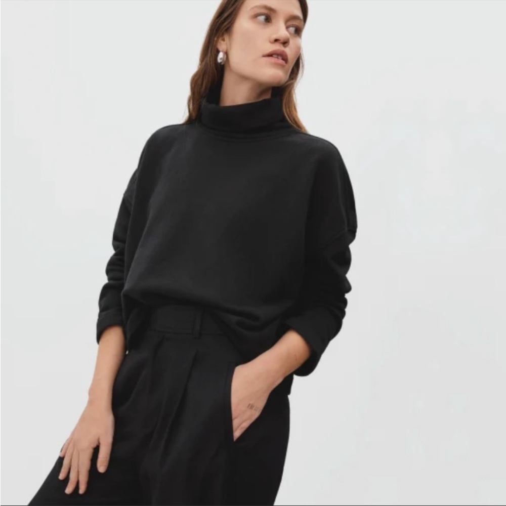 Everlane Organic Cotton Black Turtleneck Sweater Size XL